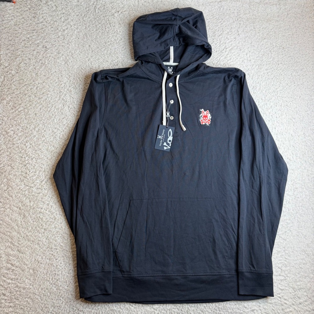 NEW Psycho Bunny Mens Thetford Hoodie Navy Blue Pima Cotton XL B6H309P1PC